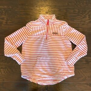 Red and white striped nautical Vineyard Vines half zip.